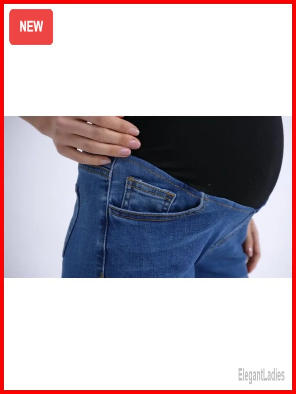 Maternity Denim Bermuda Shorts High Rise Rolled Cuff